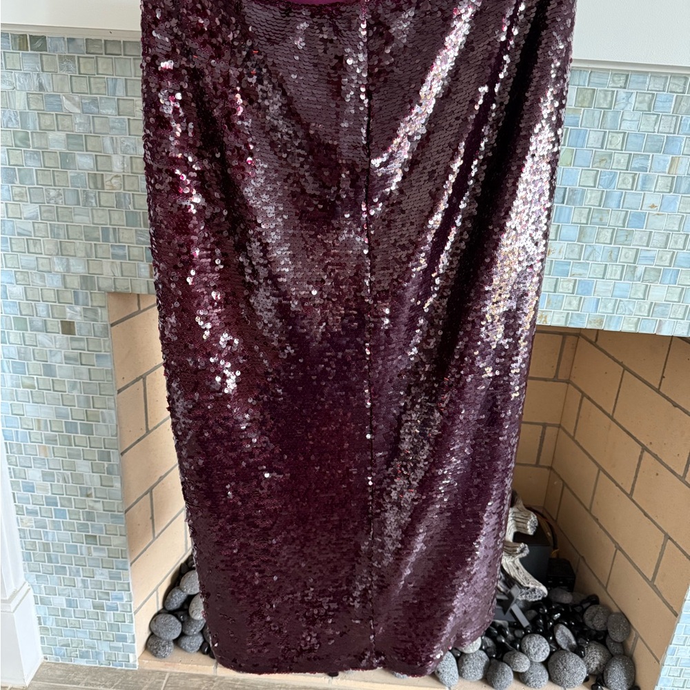 LOFT Sequin Midi Skirt in Rich Purple